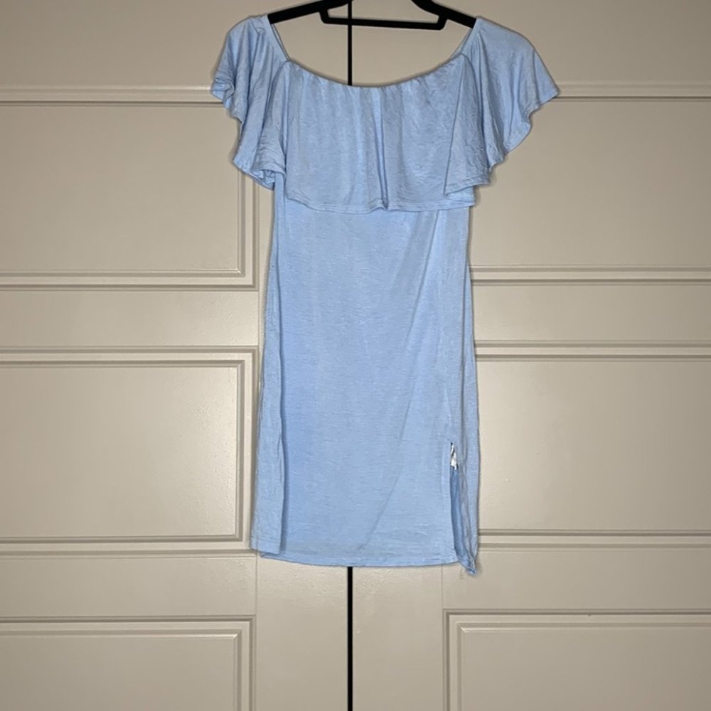 BooHoo Blue Off The Shoulder Mini Sweetheart Dress - Picture 2 of 2
